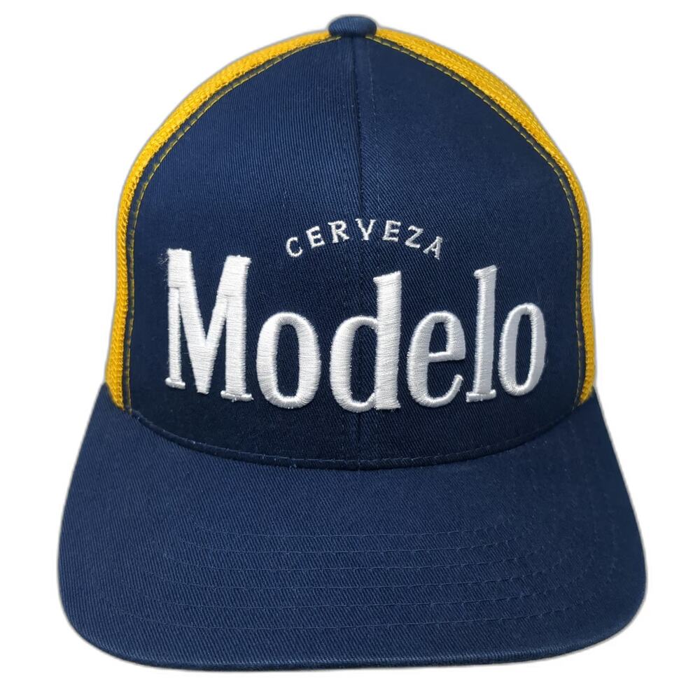 Modelo Trucker Hat Blue Yellow One Size Mesh Back Embroidered Snapback Hat